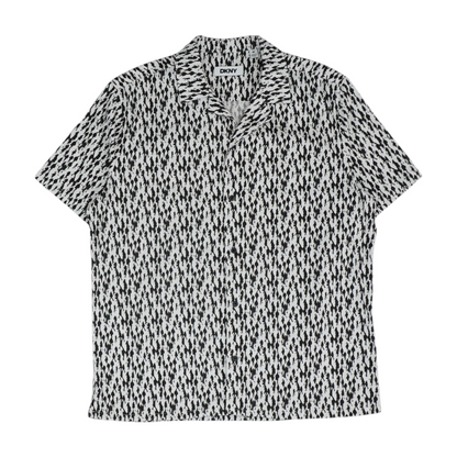 Black Graphic Short Sleeve Button Down
