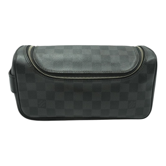 Black Toiletry Pouch in Damier Graphite