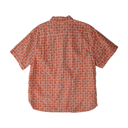 White Graphic Short Sleeve Button Down