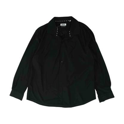 Black Solid Long Sleeve Button Down