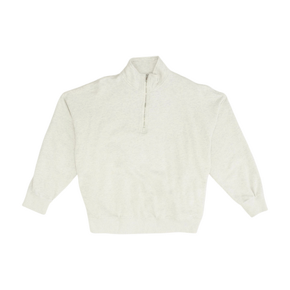 Beige Solid 1/4 Zip Pullover