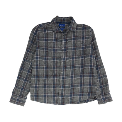 Gray Plaid Flannel Button Down