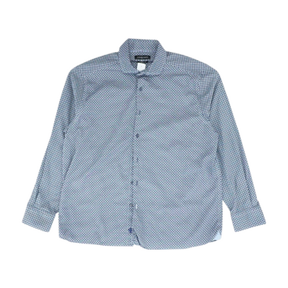 Navy Geometric Long Sleeve Button Down