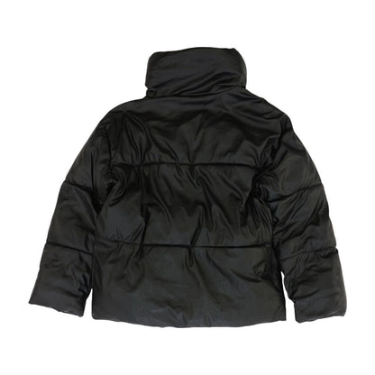Black Solid Puffer Coat