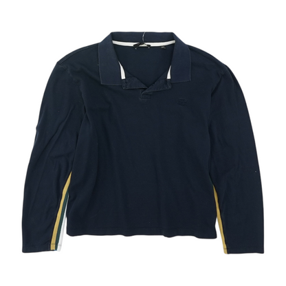 Navy Solid Long Sleeve Polo