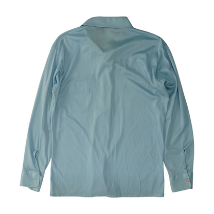 Blue Solid Long Sleeve Button Down