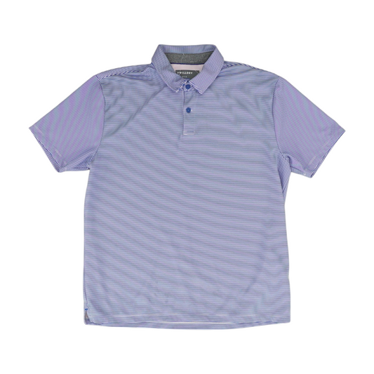 Blue Striped Short Sleeve Polo