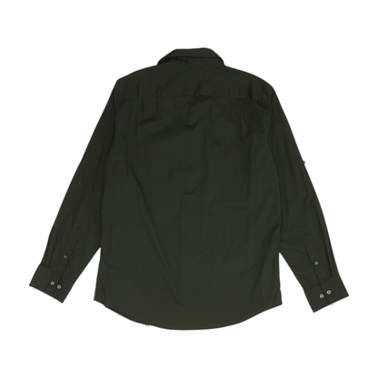 Green Solid Long Sleeve Button Down