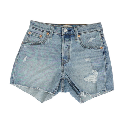 Blue Solid Denim Shorts