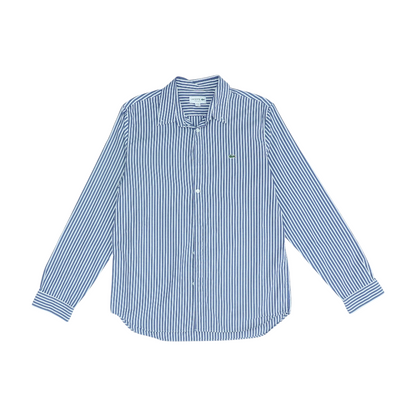 Navy Striped Long Sleeve Button Down