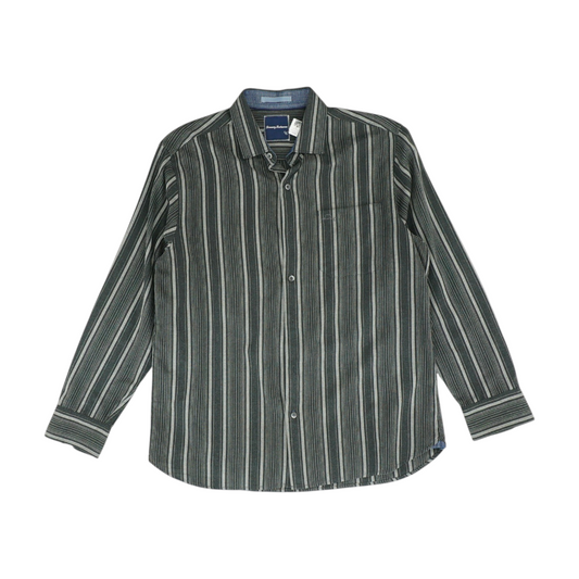 Gray Striped Long Sleeve Button Down