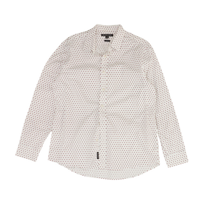 White Geometric Long Sleeve Button Down