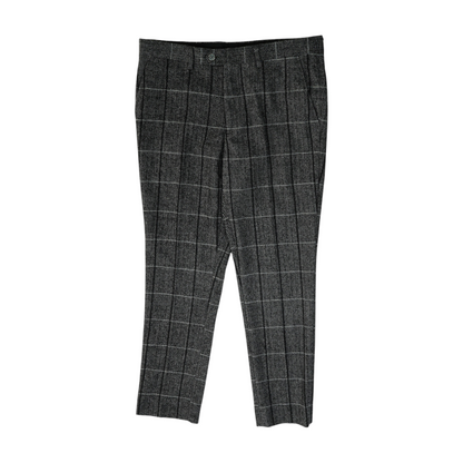 Gray Plaid Regular Pants