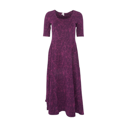 Purple Floral Midi Dress