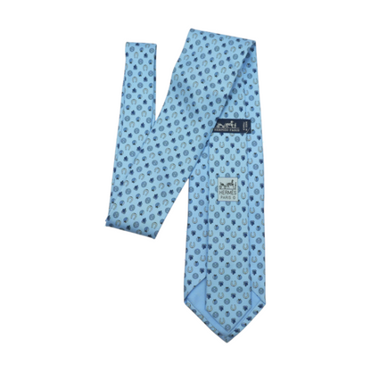 Horseshoe and Ladybug Silk Tie in Blue with Box
