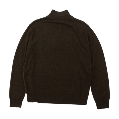 Brown Solid 1/4 Zip Pullover