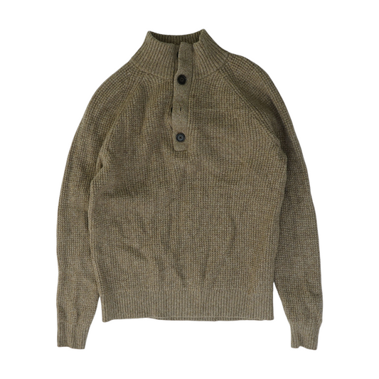 Brown Solid 1/4 Zip Sweater