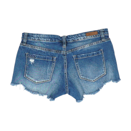 Blue Solid Denim Shorts