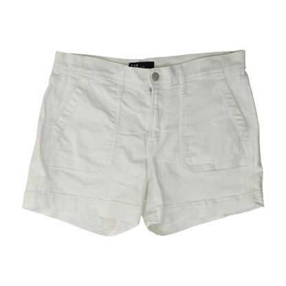 White Solid Denim Shorts