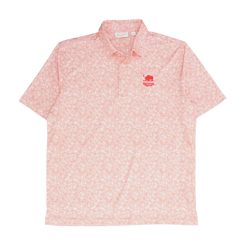 Big Cedar Golf Buffalo Ridge White Print Short Sleeve Polo – Image 1