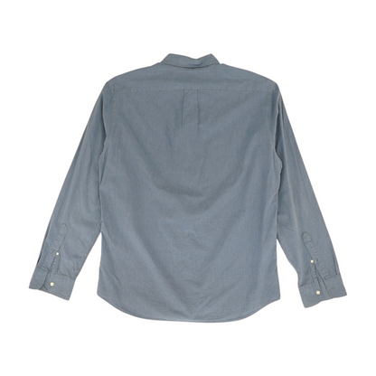Blue Solid Long Sleeve Button Down