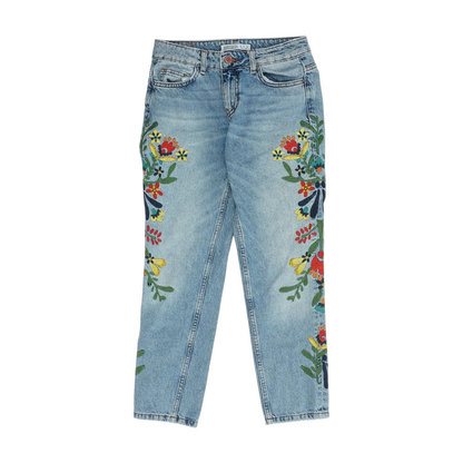 Blue Floral Skinny Jeans