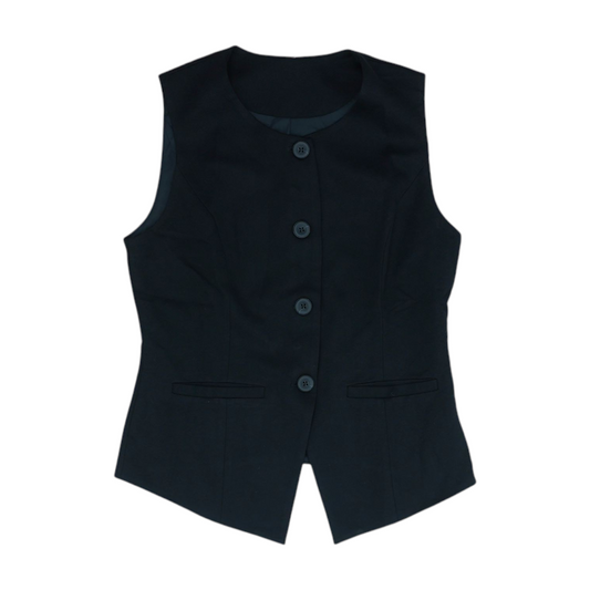 Black Solid Casual Vest
