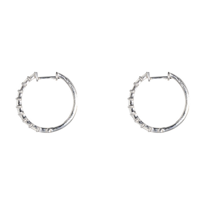 3/4 ctw 14K White Gold Diamond Hoop Earrings