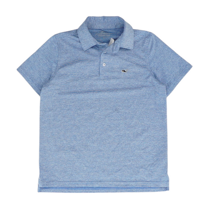Blue Striped Short Sleeve Polo