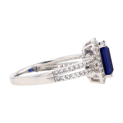 Sterling Silver Synthetic Sapphire Fashion Ring