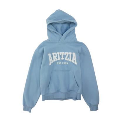 Blue Solid Hoodie Pullover