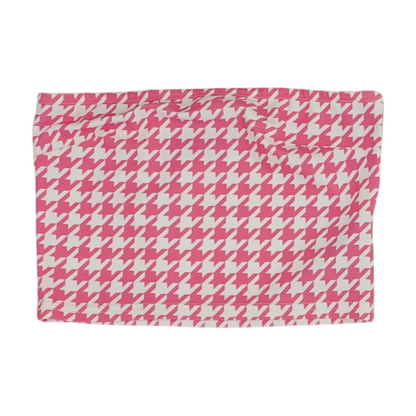 Pink Houndstooth Cropped Blouse