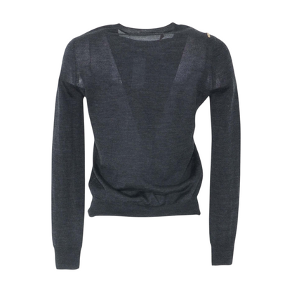 Gray Tulip-Embroidered Merino-Silk Sweater