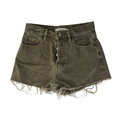 Brown Solid Denim Shorts