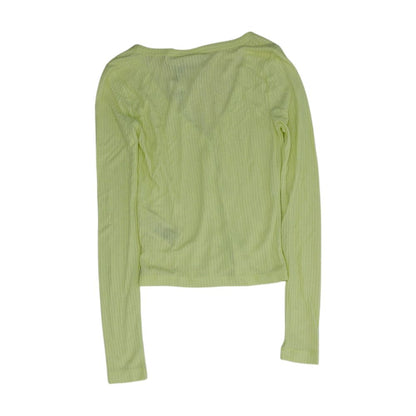 Neon Green V Neck Knit Top