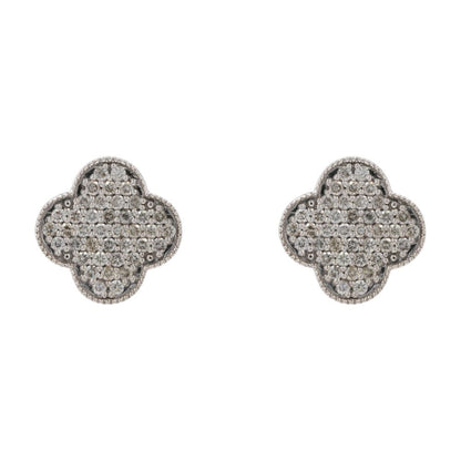 5/8 Ct 14K White Gold Diamond Pave Clover Cluster Earrings