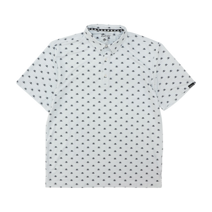 White Print Short Sleeve Polo