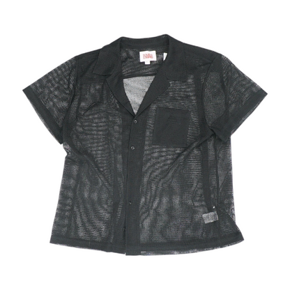 Black Solid Short Sleeve Button Down