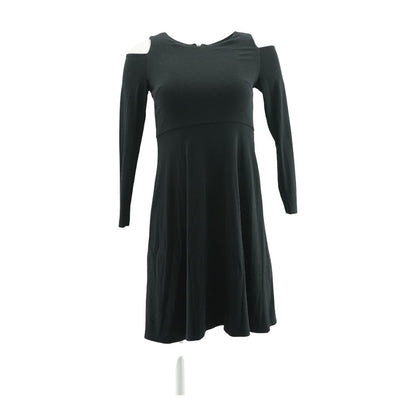 Black Solid Midi Dress