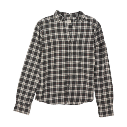 Gray Plaid Flannel Button Down