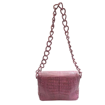 Pink Madison Crocodile Chain Shoulder Bag