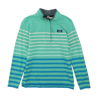 Green Striped Long Sleeve Polo
