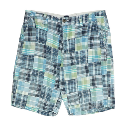 Blue Plaid Chino Shorts