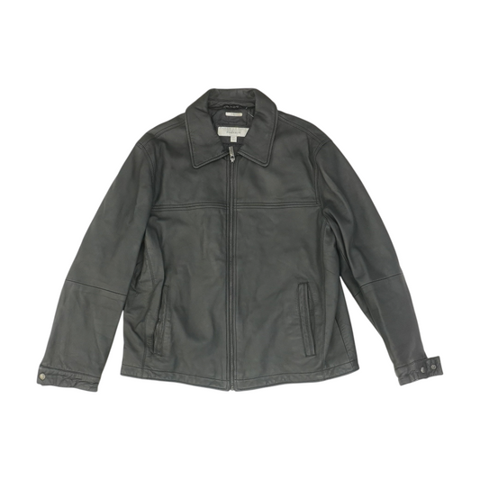 Black Solid Leather Jacket