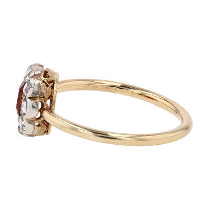 10K Two-Tone Gold Red Stone Fashion Ring