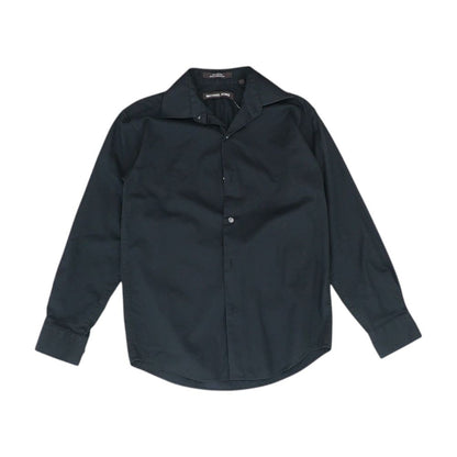 Black Solid Long Sleeve Button Down