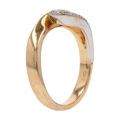 3/8 Ct 14K Two Tone Gold Round Diamond On Wave Twist Band Promise Ring