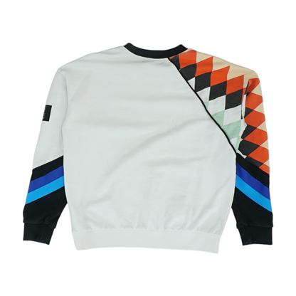 White Geometric Sweatshirt Pullover