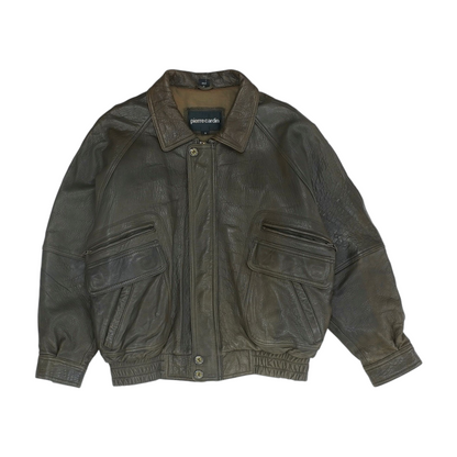 Brown Solid Leather Jacket