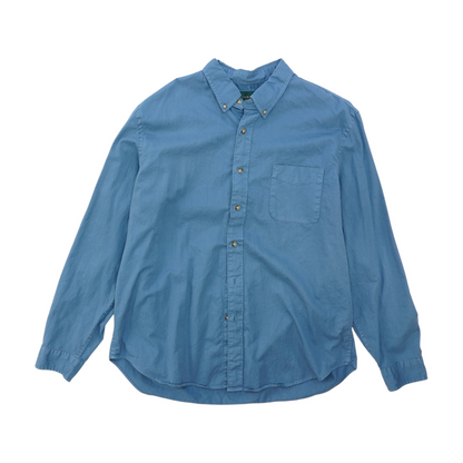 Blue Solid Flannel Button Down